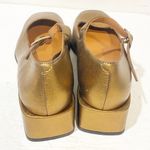 Anthropologie  Maeve Gold Mary Jane Strap Small Heel Shoe Size 37/ 6.5 Photo 3