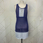 Qi Knit Tank Top Tunic Navy Blue Silver Photo 5
