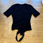 Madewell  Crewneck Short Sleeve Thong Bodysuit Black Size Medium Ribbed Photo 3