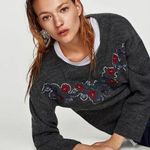 ZARA  gray floral sequins top size Medium Photo 0