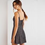 Free People Jamie Strappy Printed Mini Dress Black Leopard Pink Print Photo 2