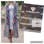 LuLaRoe  Julia Bodycon Midi Dress XXS Gray Brown Stripe Short Elbow Sleeve NEW! Photo 9