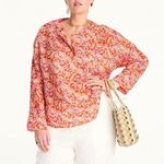 J.Crew NWT  Long-sleeve ramie tunic top in painted block print M Photo 0