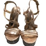 Nine West Metallic Platform Crystal Clear Heels. Copper Strapping WORN ONCE. Photo 1