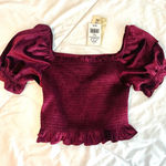 Rewind NWT velvet smocked crop top Photo 0