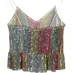 ZARA Mermaid Striped Multicolor Sequin Peplum Ruffle Detail V Neck Shiny Top S Photo 5