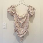 Free People  INTIMATELY Bella‎ Floral Bodysuit Size Medium Ruched Puff Sleeves Photo 4