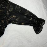 Avenue Brush Stroke Ruffle Trim Sheer Blouse Size 30/32 Party Metallic Photo 6