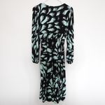 Bebe Vintage  O Jersey Printed Teal Black Long Sleeve Midi Dress Made in USA XS Photo 1