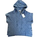 Universal Threads Universal Thread Blue Knit Hooded Poncho Sweater NWT Boho Fall Cozy Photo 2