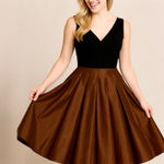 Cache Vintage Caché Fit and Flare Party Dress Stiff Hem Satin Skirt Size 6💛 Photo 0