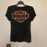 Harley Davidson Womens Embellished Logo Short Sleeve Lace Up Front Tee Sz. Small Black Photo 4