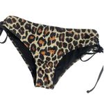 SheIn Cheetah Print Bikini Swim Bottoms L Brown Black Mid Rise Tie. Side Photo 2