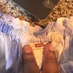 Levi's Smocked Off Shoulder Top Puff Sleeve Blouse Lavender Floral L Photo 1