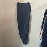 NWT Dai Moda Ruched Sleeveless Stretch Denim Sheath Dress | Size: Large Blue Photo 2