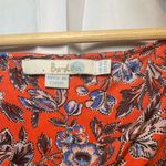 Boden Rita Dress 2 Floral Ruched Jersey Knit Midi Preppy Boho 3/4 Sleeves Orange Photo 4