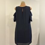 City Streets  Black Sheer Midi Dress Cold Shoulder Ruffles Button In Back Sz 16W Photo 4