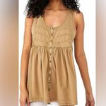 Free People  Brooke Cotton Tunic Top XS White Boho Babydoll Scoop Neck Photo 0