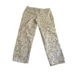 Liz Claiborne  Emma Dress Pants Leaf Print Pockets Straight Leg Cropped Tan Sz 12 Photo 1