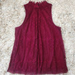 BCX  Mock Neck Fully‎ Lined Lace Tank Top Dark Red Size Medium Photo 0
