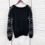 Celsius Premium Scroll Print Fuzzy Eyelash Knit Sweater Black XL Photo 8