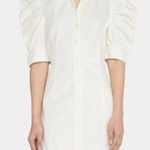 frame denim Frame Gillian Shirt Dress in Ecru Size M Poplin Denim Puff Sleeve Mini Preppy Photo 0