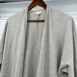 Anthropologie DONNI Ribbed Open Front Cardigan Pockets Light Grey One Size OSFA Photo 7