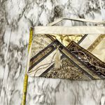 Vintage Cream Gold Leather Patchwork Crossbody Clutch Purse 80s Glam Mob Wife Photo 9