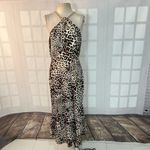 Vince Camuto  Multicolor Chain Halter Neck Leopard Satin Midi Dress Size 14 Photo 3