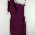 Dress the Population Tiffany Magenta One Shoulder Bow Crepe Midi Dress Small Photo 3