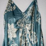 ZARA Green & Cream Paisley Silk Slip Dress Size Small Photo 1