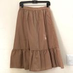 Vintage Brown and white gingham plaid midi tiered skirt cottagecore boho Photo 1