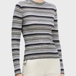 Theory  Striped Rib Knit Top in Washable Silk Photo 8