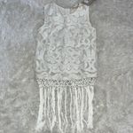 Miss Me Sleeveless Lace Top W\Fringe Trim Color White Size M NWT Photo 2