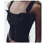 ZARA New With Tag  Black Crop Top With Bow detailing Photo 0