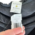 By Together NWT Black Satin Long Balloon Sleeve Off Shoulder Cropped Blouse Sz L Photo 4