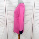 Talbots Chinch Hem Long Sleeve T Shirt Pink Navy Blue Medium Photo 1