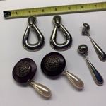 Dress Up Lot Of 3 Large Statement  Vintage Earrings Clip On Dangle Drop Photo 7