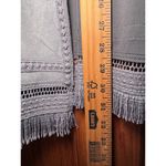 ZARA L Steel Blue Faux Suede Open Front Jacket Fringe Boho Western Retro Photo 6