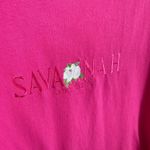 Savannah Georgia Embroidered Flower 100% Cotton Pink Short Sleeve T Photo 2