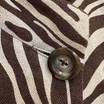 Michael Kors 100% Linen Brown Cream Chic Zebra Print Cropped Blazer Size 8 Med Photo 3