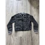 Fabletics  Tia Bomber Jacket Athletic Activewear‎ Black White Striped Size Medium Photo 2