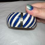 Amrita Singh Amrita‎ Singh Blue and White Enameled Hinged Cuff Bracelet Photo 2