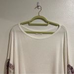 Lavender Field  White Waffle Knit Balloon Sleeve Top Sz L Photo 2