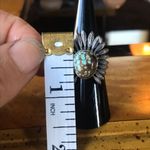 Natural Blue Turquoise Feather Crown Ring Size 7 Silver Photo 4