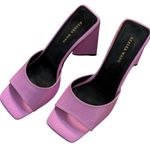Azalea Wang Lilac Faux Snakeskin Block Heel Mules Square Toe Sandals 9 Triangle Purple Photo 0