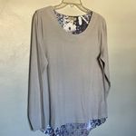 One World V-Neck Top Purple Grey Large Photo 2