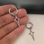 Star Dangle Drop Earrings for Men Women Streetwear Punk Hip Hop Unisex Style Silver Photo 4