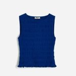 Madewell Smocked Boatneck Tank in Brilliant Sapphire, Size Medium Photo 5