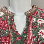 Rain & Rainbow Floral Top Kurti Tunic Peplum Cropped Sleeve Small Women Blouse Pink Photo 11